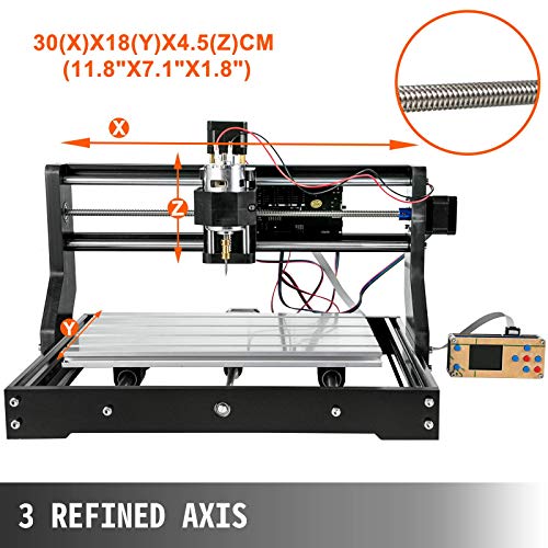 VEVOR CNC 3018-PRO Router Machine 3 Axis GRBL Control with Offline Controller Plastic Acrylic PCB PVC Wood Carving Milling Engraving Machine XYZ Working Area 300x180x45mm