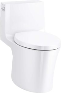 kohler veil one-piece skirted toilet, dual flush, elongated bowl, skirted trapway, white, hidden cord option, conceals bidet seat cords, k-1381-hc-0