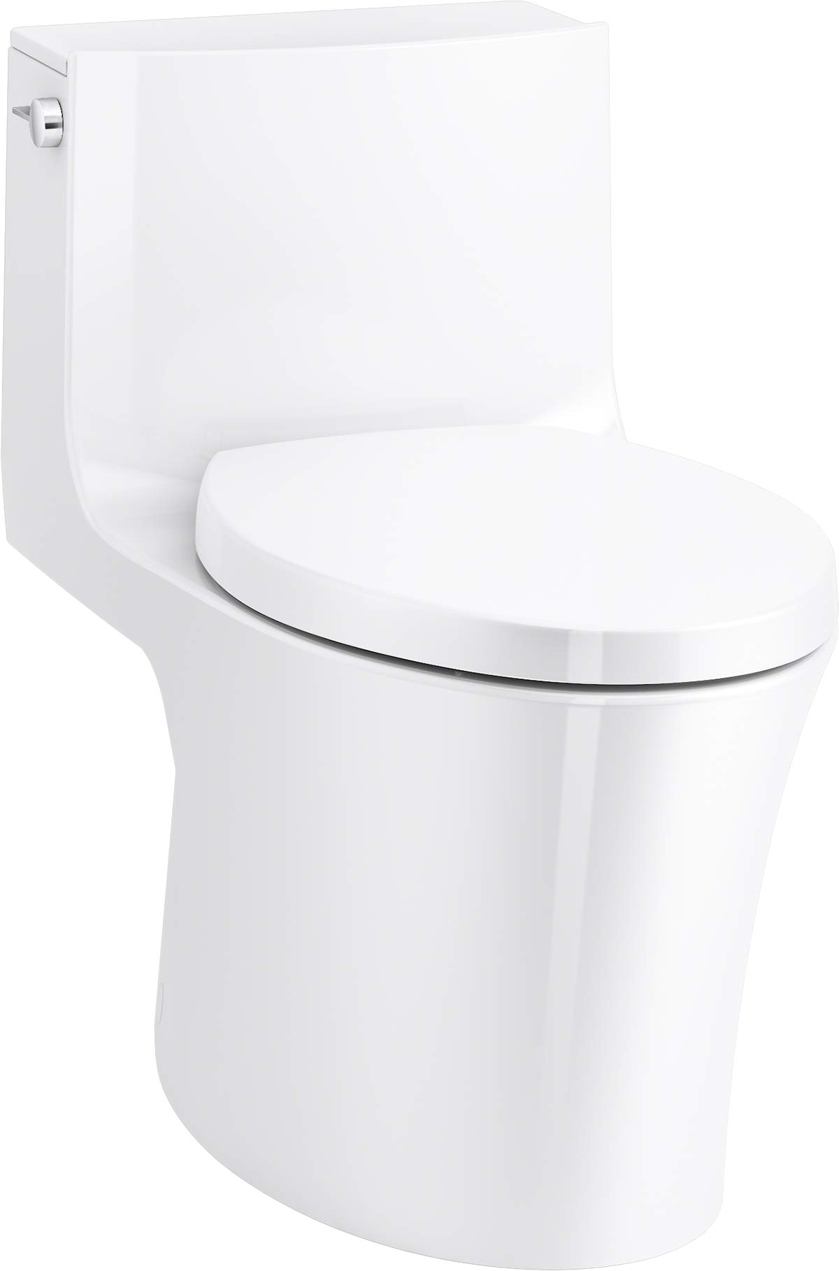 KOHLER Veil One-Piece Skirted Toilet, Dual Flush, Elongated Bowl, Skirted Trapway, White, Hidden Cord Option, Conceals Bidet Seat Cords, K-1381-HC-0