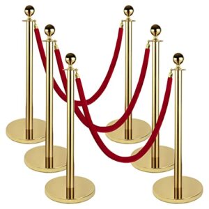 crowd control barriers, stainless steel stanchions and velvet ropes, red carpet ropes and poles for party supplies movie theater 6pcs