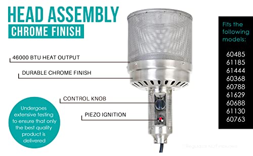 Fire Sense 62333 Chrome Finish Commercial Series Patio Heater Head Assembly Replacement Fits With Models 60485, 61185, 61444, 60368, 60788, 61629, 60688, 61130 & 60763