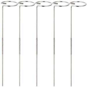 30 inch plant stakes for flowers - 5 pack (diy), stainless steel garden tall single stem support stake plant cage support rings for flowers amaryllis tomatoes peony lily rose narcissus