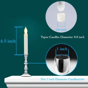 Homemory LED Batteries Operated Taper Candles with Remote, Flickering Light Flameless Taper Window Candles, Set of 12 Warm Yellow Fake Candles for Halloween, Church, Party