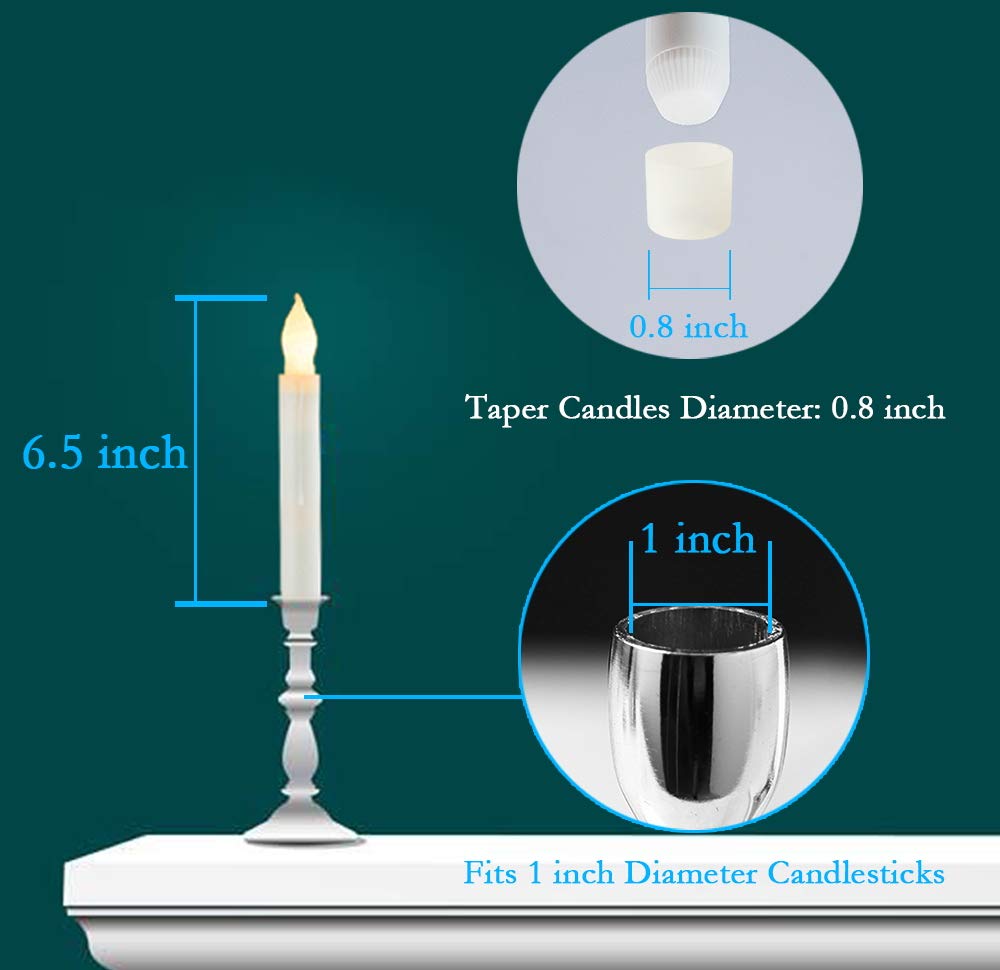 Homemory LED Batteries Operated Taper Candles with Remote, Flickering Light Flameless Taper Window Candles, Set of 12 Warm Yellow Fake Candles for Halloween, Church, Party