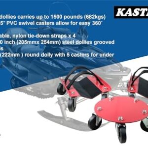 KASTFORCE Snowmobile Dolly Heavy Duty V-Slide with 2.5” PVC Swivel Casters and Rubber Pad Protecting Skis 1500 Lbs Capacity KF2013