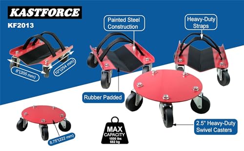 KASTFORCE Snowmobile Dolly Heavy Duty V-Slide with 2.5” PVC Swivel Casters and Rubber Pad Protecting Skis 1500 Lbs Capacity KF2013