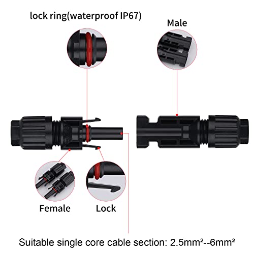 Ansxiy 40PCS Solar Connectors with Male/Female IP67 Waterproof Solar Panels Cable Connectors (20 Pairs Solar Connectors)