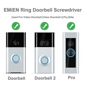 Screwdriver for Ring Doorbell,EMiEN Torx T6 T15 Bit Screwdriver For Ring Video Doorbell,Doorbell 2,Doorbell Pro And Elite Battery Change, Charge & Replacement, Wifi Password Reset Access