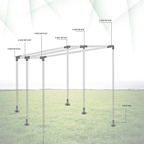 Simond Store Canopy Fittings Kit for 10’X20’ Frame Slant Roof, Low Peak Connectors for Carport Frame Boat Shelter Outdoor Canopies Party Tents Garden Shade Garage Batting Cage