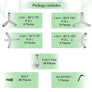 Simond Store Canopy Fittings Kit for 10’X 40’ Frame Slant Roof, Low Peak Connectors for Boat Shelter Carport Frame Outdoor Canopies Garden Shade Party Tents Garage Batting Cage