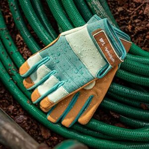 Wells Lamont Women's HydraHyde Water-Resistant Leather Palm Hybrid Work Gardening Gloves, Medium (Pack of 1) (3250M), Blue