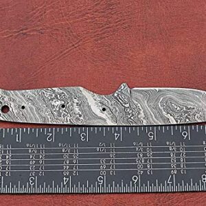 Straight Back Blank Blade Skinning Knife, 8 inches Long Hand Forged Damascus Steel 4" Scale Space with 3 Pin Hole & an Inserting Hole Space 3.5 inches Cutting Edge