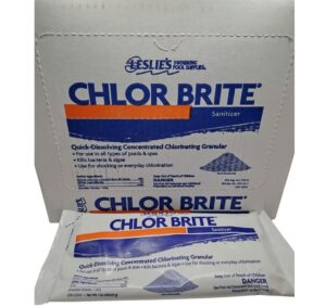 leslie's chlor brite pool shock for swimming pools, spas, and hot tubs - granular stabilized sodium dichlor sanitizer - 1 pound