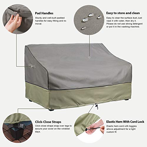 KylinLucky Outdoor Furniture Covers Waterproof, 3-Seater Patio Sofa Cover Fits up to 62 x 38 x 35 inches