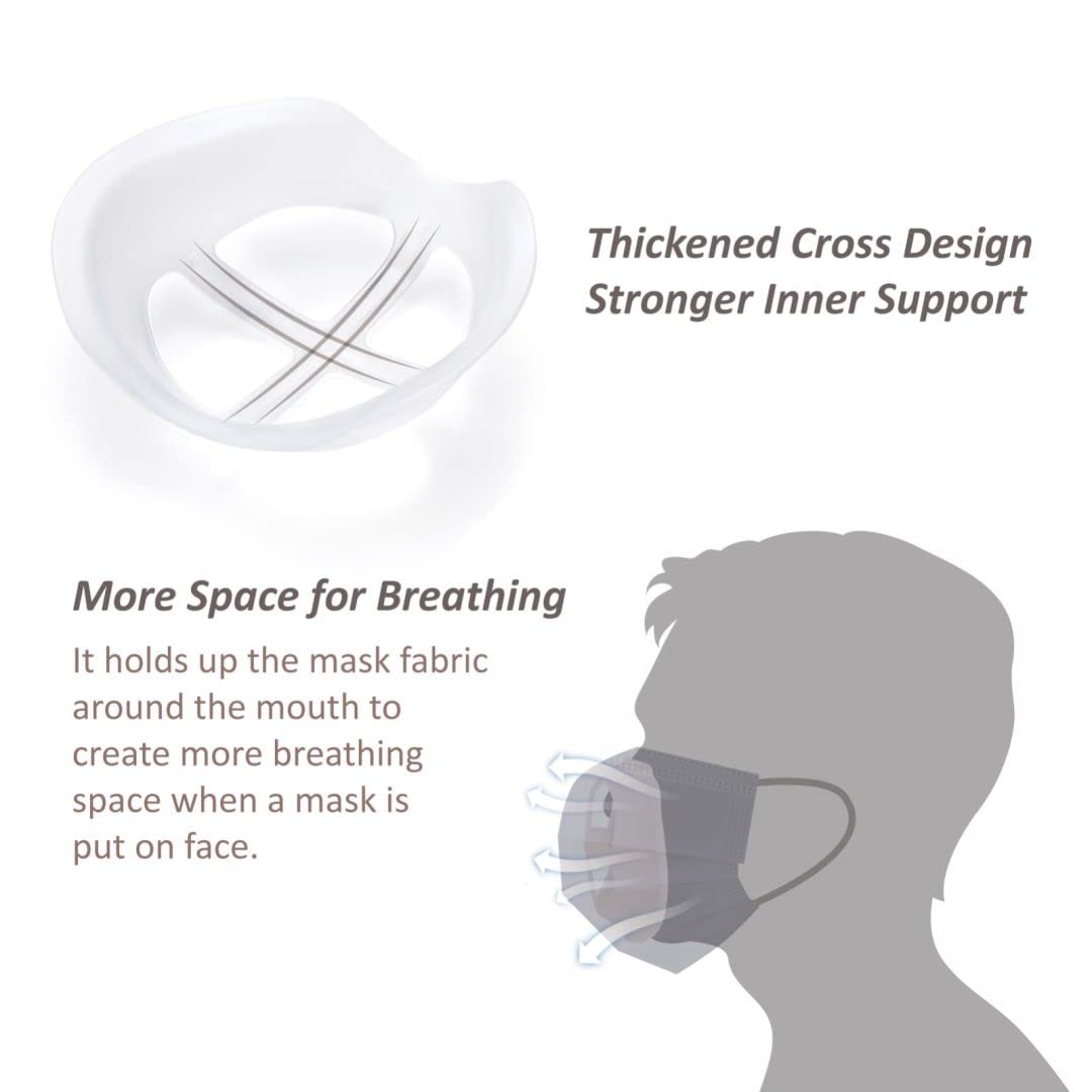 Silicone Mask Bracket Inner Support Frame for Homemade Cloth Mask Cool Mask Hack More Space for Comfortable Breathing Washable Reusable, 3pcs Clear