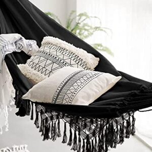 Choies Boho Brazilian Fringed Macrame Hammock 485 lb Capacity,Portable Double Hammock Swing Net Chair for for Beach, Yard, Bedroom, Patio, Porch, Indoor, Outdoor, Wedding Decor with Cloth Bag