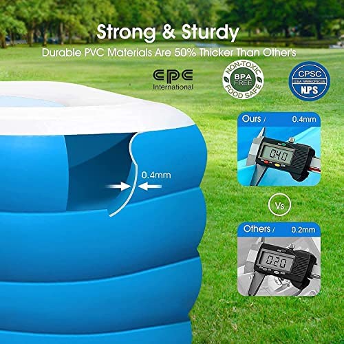 SOARRUCY Swimming Pool for Kids and Adults - 120x72x22in Kiddie Pool with Pump,Piscinas Para Adultos,Blow up/Inflatable Pool,Kids Pools for Backyard,Toddlers,Family,Outdoor,Garden