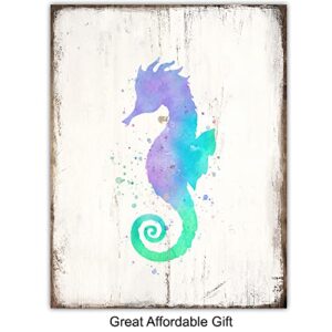 Starfish, Octopus, Sea Turtle, Seahorse Nautical Wall Decor Set - 8x10 Ocean Sea Themed Wall Art Decorations for Girls, Boys, Kids, Toddler Bedroom, Baby Room, Bathroom, Beach House - Gift for Women