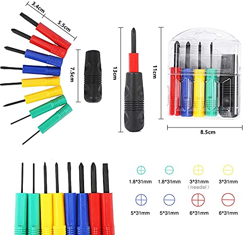 Mini Screwdriver Sets with Magnet, 8 in 1 Screw Driver Tool Phillips/Slotted Head Tips Screwdriver Kits for Repair Electronics, MacBook, iPhone, iPad, Eyeglass, Watch, Tablet