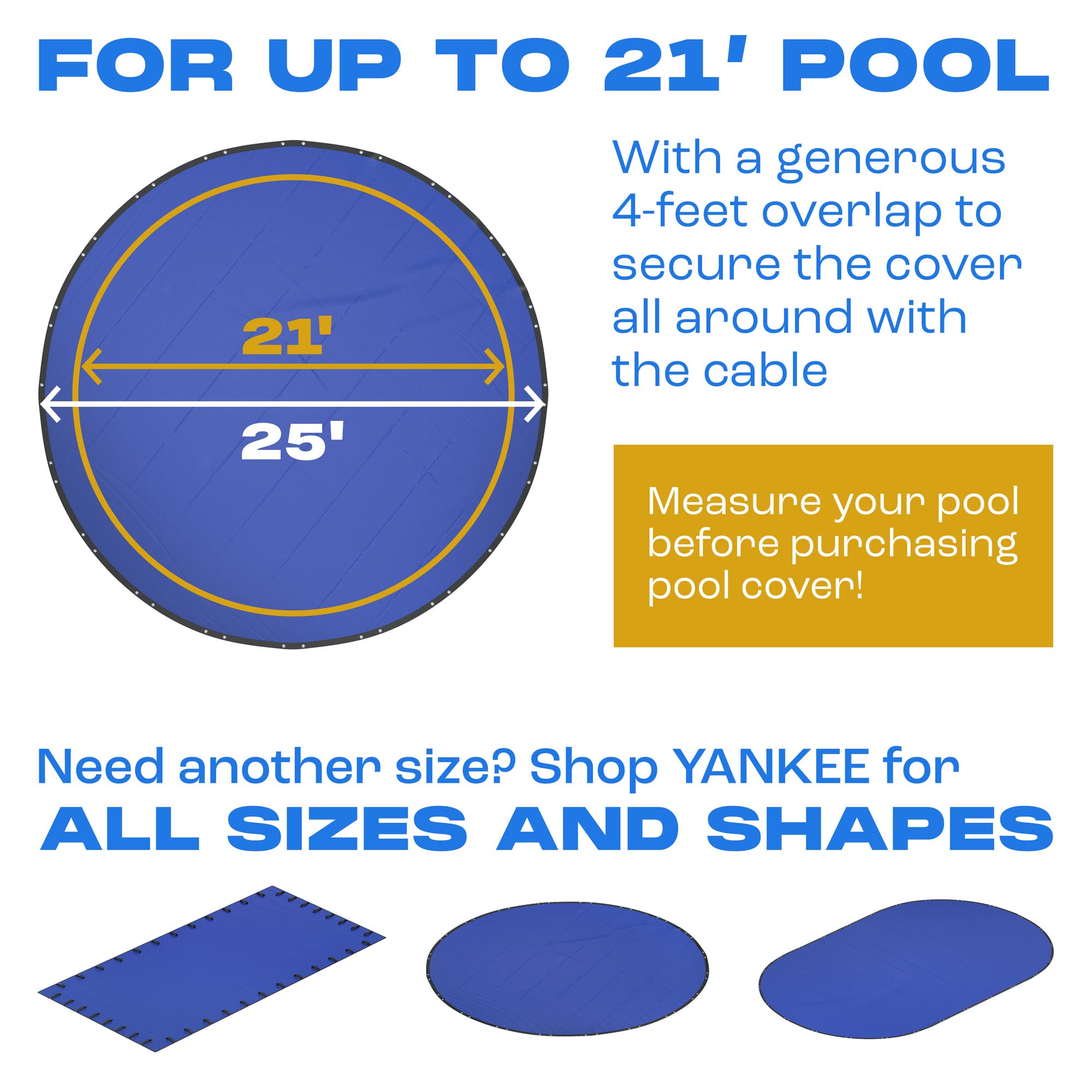 21 ft Round Pool Cover | Extra Thick & Durable Above-Ground Pool Cover | Sapphire Series of Premium Cold- and UV-Resistant Pool Cover | Above-Ground Pool Protection | by Yankee Pool Pillow