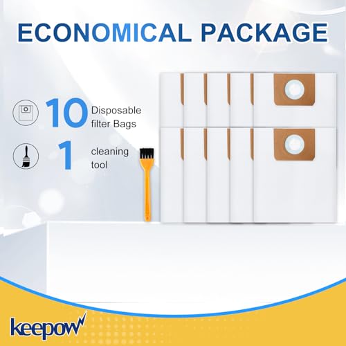 KEEPOW 4 Gallon Replacement Vacuum Bags Compatible with Vacmaster VF408 VF410P, Part# VFDB (10 Pack)