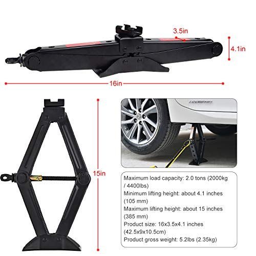 CPROSP Scissor Jack for car/SUV/MPV (4400 lbs / 2T Load), Just for Tire Wrench, Just for Emergency Use, not for Weekly Projects