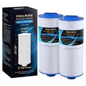poolpure plf6ch-960 spa filter replaces pjw60tl-f2s, jacuzzi filters j-300, j400, unicel 6ch-960, filbur fc-2800, 6540-476, 6540-383, hot tub filter with closed handle(not be removed) 2 pack (14 7/8")