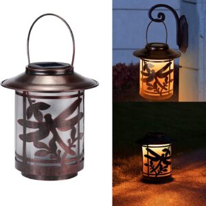 Solar Lantern Lights Outdoor, Dragonfly Waterproof Metal Hanging Solar Lights Decorative for Garden, Patio, Courtyard and Tabletop (Dragonfly)