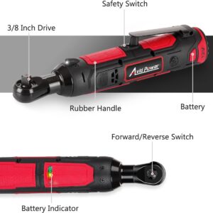 AVID POWER Cordless Electric Ratchet Wrench, 3/8" 50N.m (37 Ft-lbs) 12V Power Ratchet Wrench Kit w/Two 2.0Ah Batteries, 1-Hour Fast Charger, Variable Speed and 10 Sockets