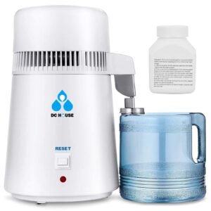dc house 1 gallon water distiller machine, 750w, 4l distilled water for home countertop table desktop, stainless steel