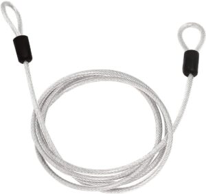 wanlian safety steel cable, double-loop braided steel flexible lock cable, toroidal bicycle security cable, vinyl-coated braided steel, 200 cm long for u-locks, padlocks&disc locks, silver