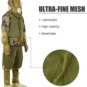 Lixada Outdoor Net Clothing Suit with Jacket Hood,Pants Net,Leg Gaiter and Gloves,Protective Whole Body Jacket Ultra-fine Mesh for Outdoor Fishing Hiking Camping Gardening