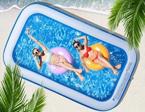 chiclist inflatable swimming pool 120" x72" x20" family swim center for kids full-sized lounge pool for kids adults easy set for backyard summer water party outdoor kiddie pools