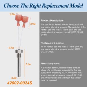 Funmit 42002-0024S Stack Flue Sensor Replacement for Pentair Sta-Rite MasterTemp Max-E-Therm Pool and Spa Heater Electrical System SR200 SR333 SR400