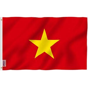 anley fly breeze 3x5 foot north vietnam flag - vivid color and fade proof - canvas header and double stitched - north vietnamese flags polyester with brass grommets 3 x 5 ft