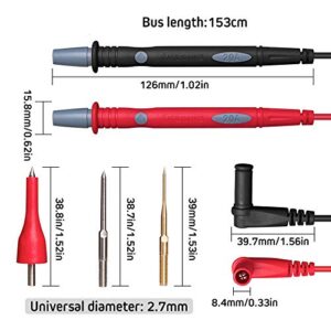 Multimeter Test Leads Kit,HANDSKIT 16 Pieces Testing Lead with Alligator Clips Stackable Banana Plug Test Hook Replaceable Gold-Plated Multimeter Needle Probes and Back Probe Pins