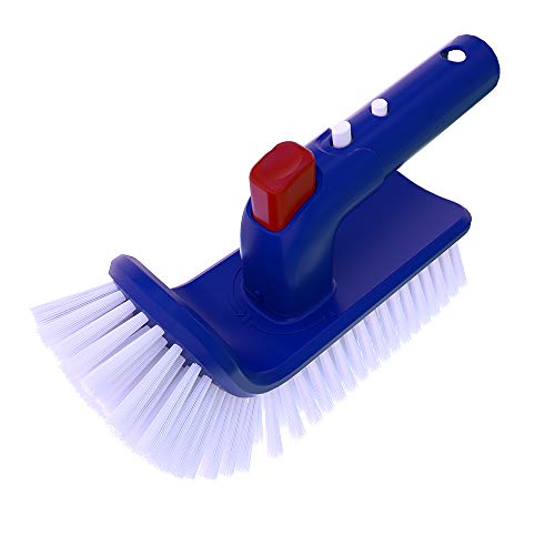 POOLWHALE Pool Step & Corner Brush,180 Degree Rotation Handle Scrub Brush,for Above Ground & Inground Swimming Pools, Spas & Hot Tubs, Fine Bristles