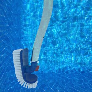 POOLWHALE Pool Step & Corner Brush,180 Degree Rotation Handle Scrub Brush,for Above Ground & Inground Swimming Pools, Spas & Hot Tubs, Fine Bristles