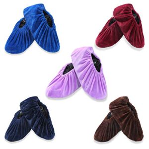 5 pairs reusable non slip shoe covers, premium soft washable thickened boot shoe covers for household, office, laboratory