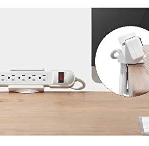 MP-MH01-2X 2 Pack Power Strip Holders with Adjustable Desk Clamp for Desktop Table - Fits 1.6" to 2.4" Power Outlet Strips | Cable Management (2 Pack White Narrow)