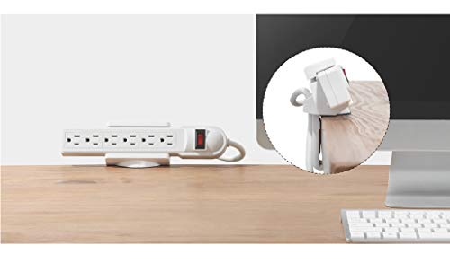 MP-MH01-2X 2 Pack Power Strip Holders with Adjustable Desk Clamp for Desktop Table - Fits 1.6" to 2.4" Power Outlet Strips | Cable Management (2 Pack White Narrow)