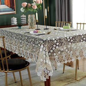 nc sutavia lace patio tablecloths embroidered camping table cloth, classic rectangular oblong macrame table cover, for kitchen dining picnic coffee table and wedding banquet (gold, 60"×120")