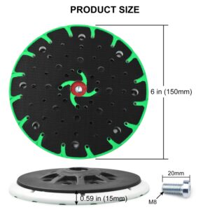 POLIWELL 6 Inch(150mm) 17/48-Hole Dust-Free M8 Thread (Soft) Back-up Sanding Pad Grinding Pad for 6" Hook&Loop Sanding Discs, M8 and 5/16-24" Thread for FESTOOL Grinder Accessories, Pack of 1