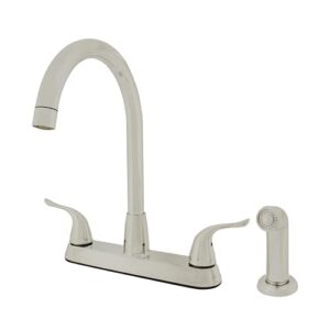 wmf-8235gnzmlp-bn - hybrid metal deck kitchen sink faucet high spout with double handle and side sprayer (brushed nickel)