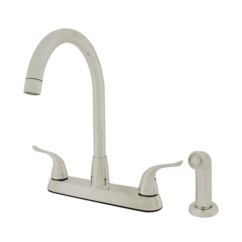 WMF-8235GNZMLP-BN - Hybrid Metal Deck Kitchen Sink Faucet High Spout with Double Handle and Side Sprayer (Brushed Nickel)