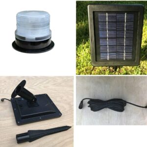 Chesapeakecrafts Solar LED Beacon for Lawn Lighthouses. Multi-Function Choose Revolving, Blinking, Steady Modes. Automatic Dusk to Dawn. Remote Solar Panel with 16 ft. Cord. Weatherproof.