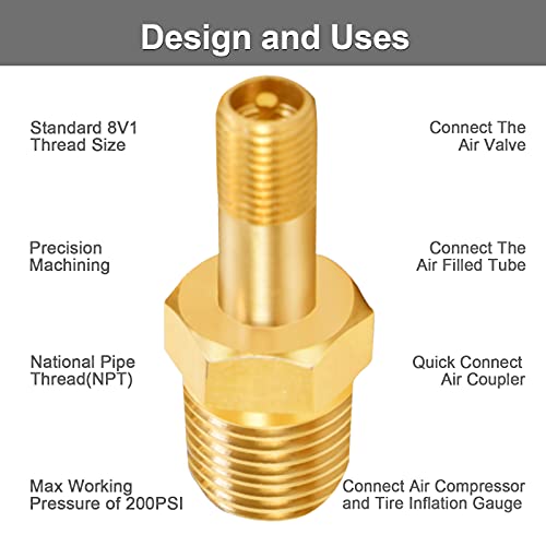 GODESON 1/4" NPT Tank Valve, Anti-Corrosion Brass Schrader Valve with 1/4" Male NPT,Using with Air Compressor Tanks(Pack of 4)