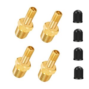 GODESON 1/4" NPT Tank Valve, Anti-Corrosion Brass Schrader Valve with 1/4" Male NPT,Using with Air Compressor Tanks(Pack of 4)