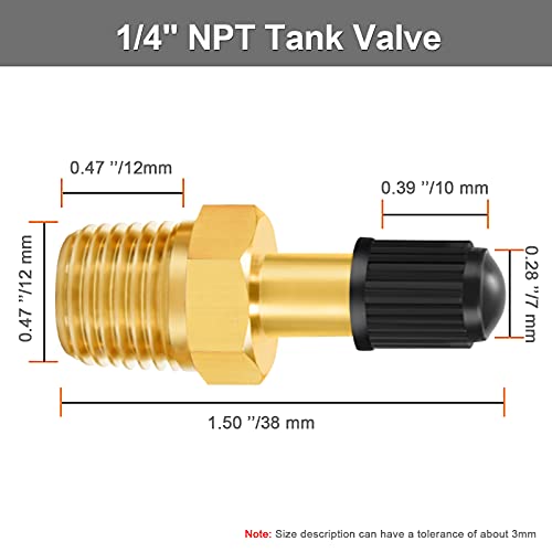 GODESON 1/4" NPT Tank Valve, Anti-Corrosion Brass Schrader Valve with 1/4" Male NPT,Using with Air Compressor Tanks(Pack of 4)