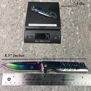 Falcon KS4621 8.5" Multicolor Folding Pocket Knives with 2.5" in Clip Point Blade for Outdoor,Tactical, Survival and EDC